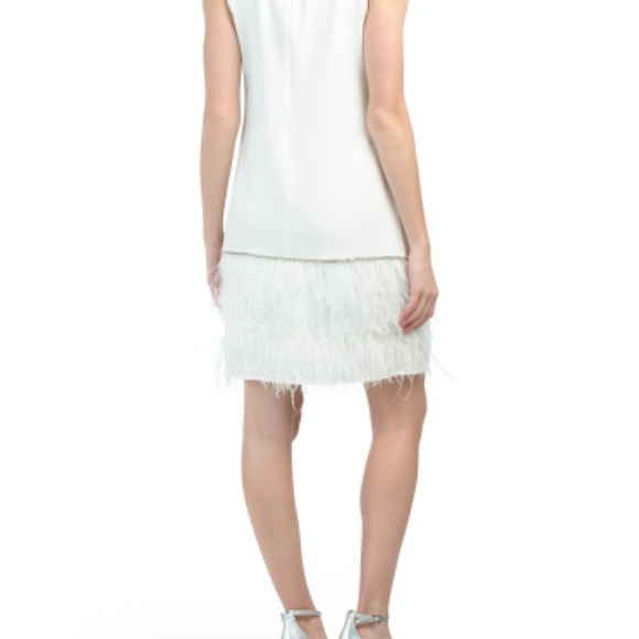 NWT Tahari Feather Trim Shift Dress - Picture 3 of 12
